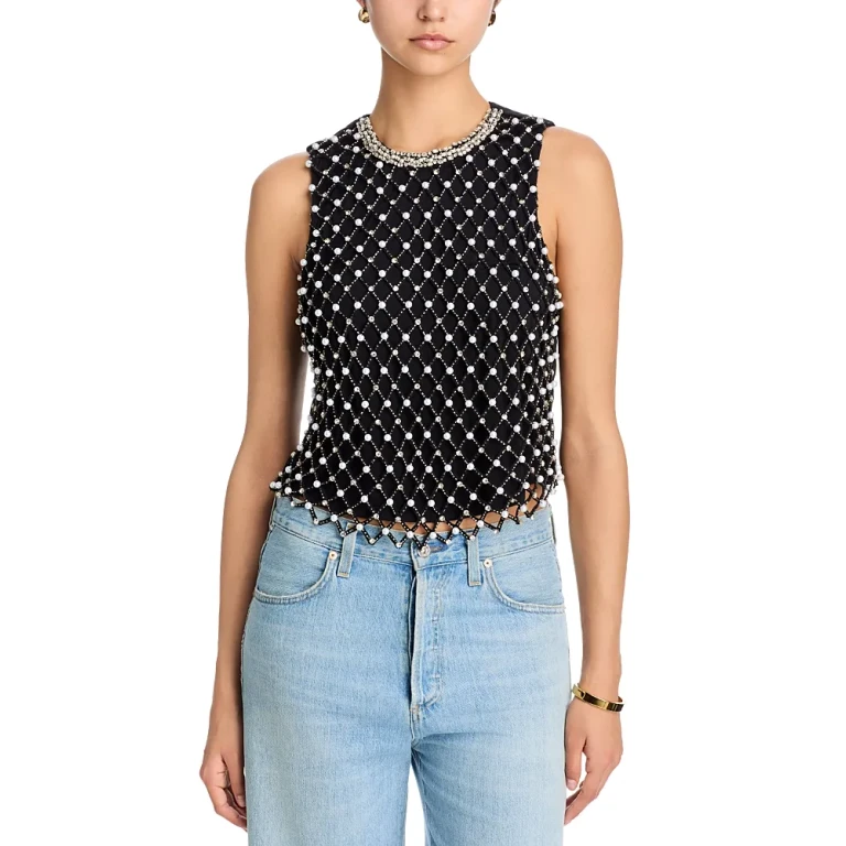 Alice and Olivia Amal Embellished Boxy Tank
