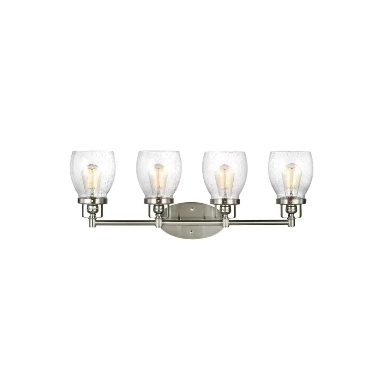 Brushed Nickel Four Light Wall Bath from the Belton Collection