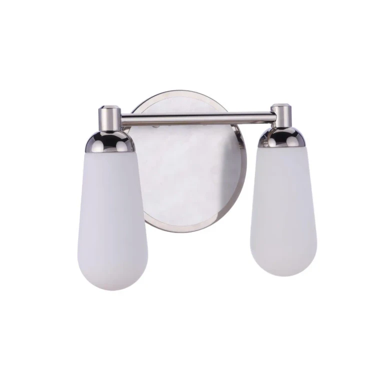 Riggs 2-Light Bathroom Vanity Light in Brushed Polished Nickel with Polished Nickel