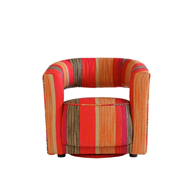 White Bouclé Sculptural Swivel Chair | Andrew Martin Madison