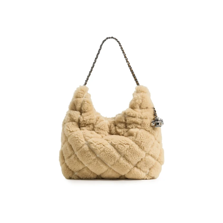 Borsa Hobo Mini Fleming in montone Tory Burch Potato/Oak Tree