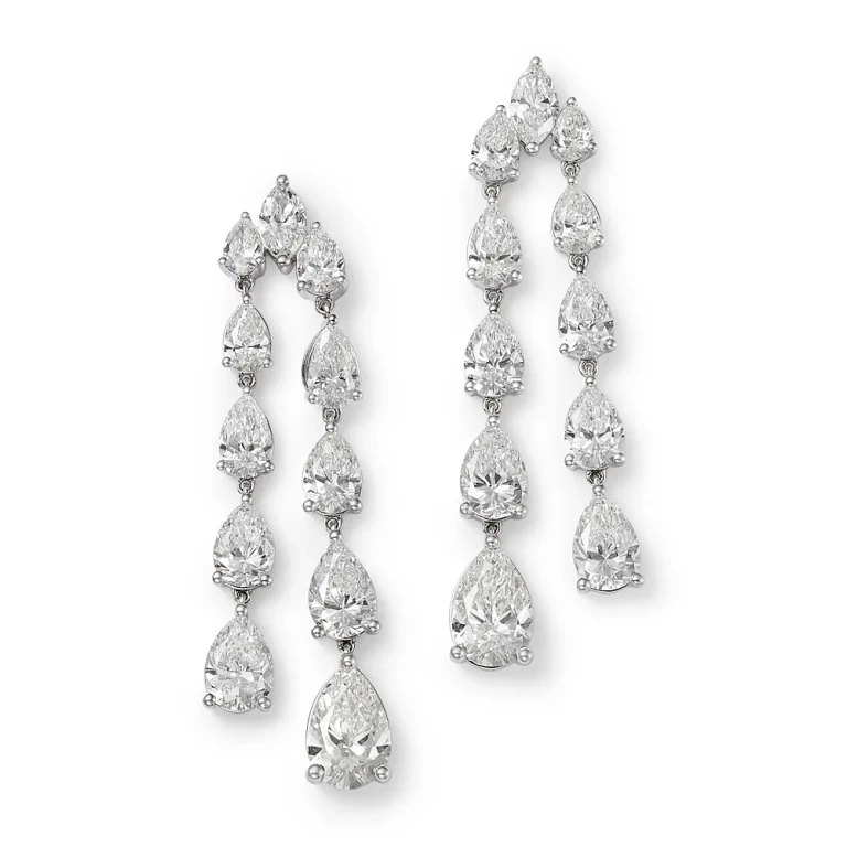 Luxe Collection Certified Lab Grown Diamond Mixed Cut Drop Earrings in 14K White Gold, 11.0 tcw