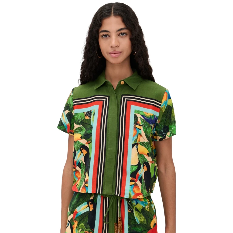 FARM Rio Bird Leaves Shirt Bird Leaves Sand L