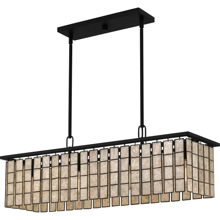 Matte Black Four Light Island Chandelier from the Seigler Collection