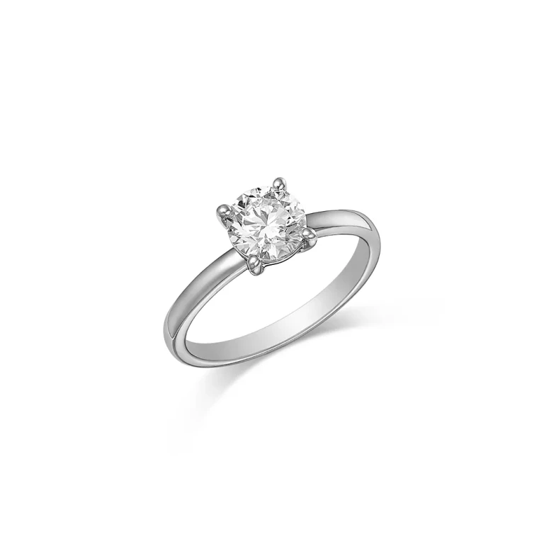 Certified Lab Grown Diamond Round Cut Engagement Ring in 18K White, 1.0 tcw
