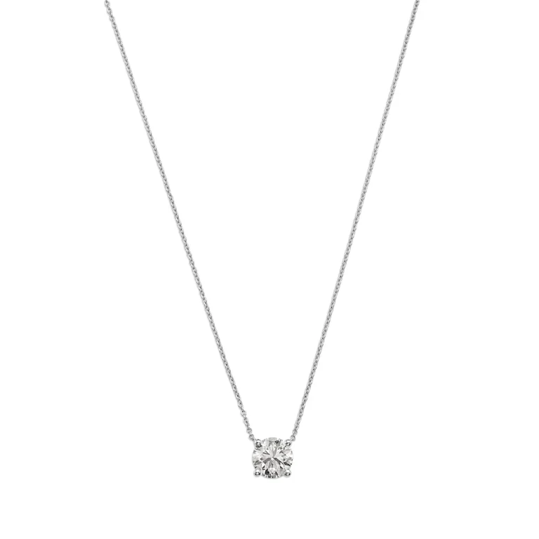 Diamond Certified Solitaire Pendant Necklace in 14K White Gold, 1.50 tcw