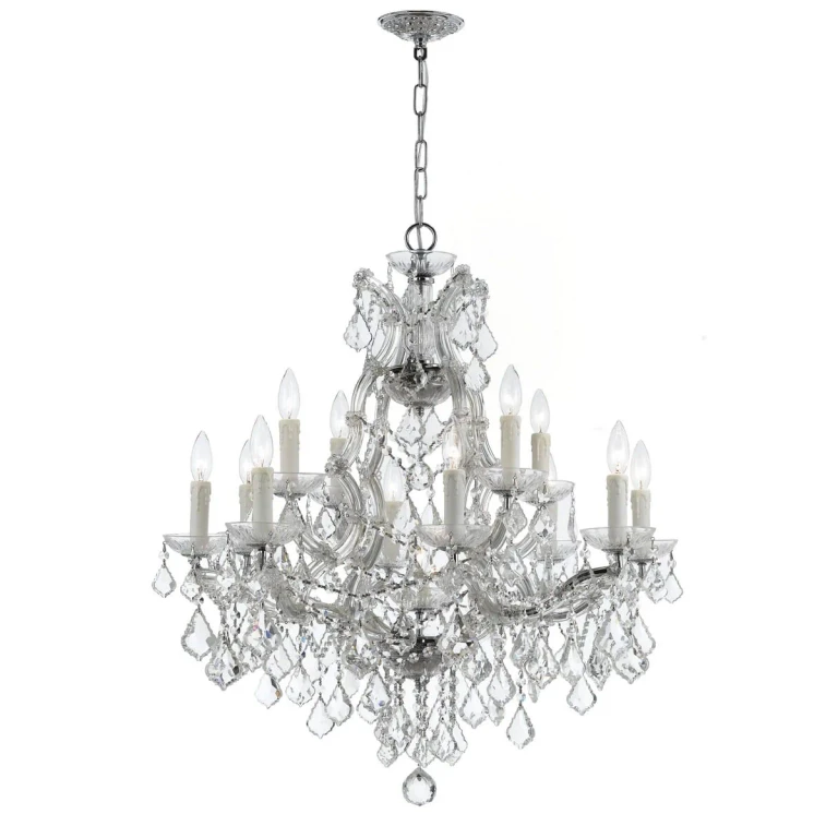 Maria Theresa 13-Light 27" Traditional Chandelier in Polished Chrome with Clear Hand Cut Crystals