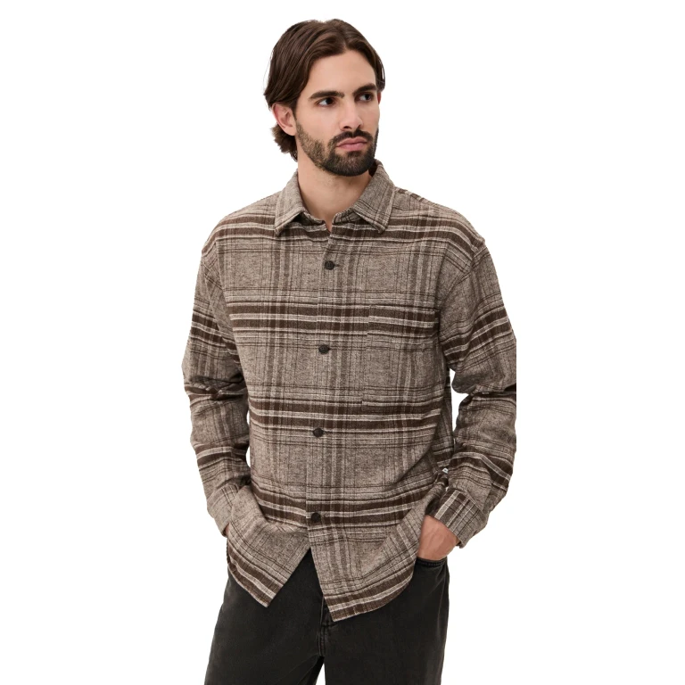 NN07 Adwin Brushed Flannel Shirt Creme Check M