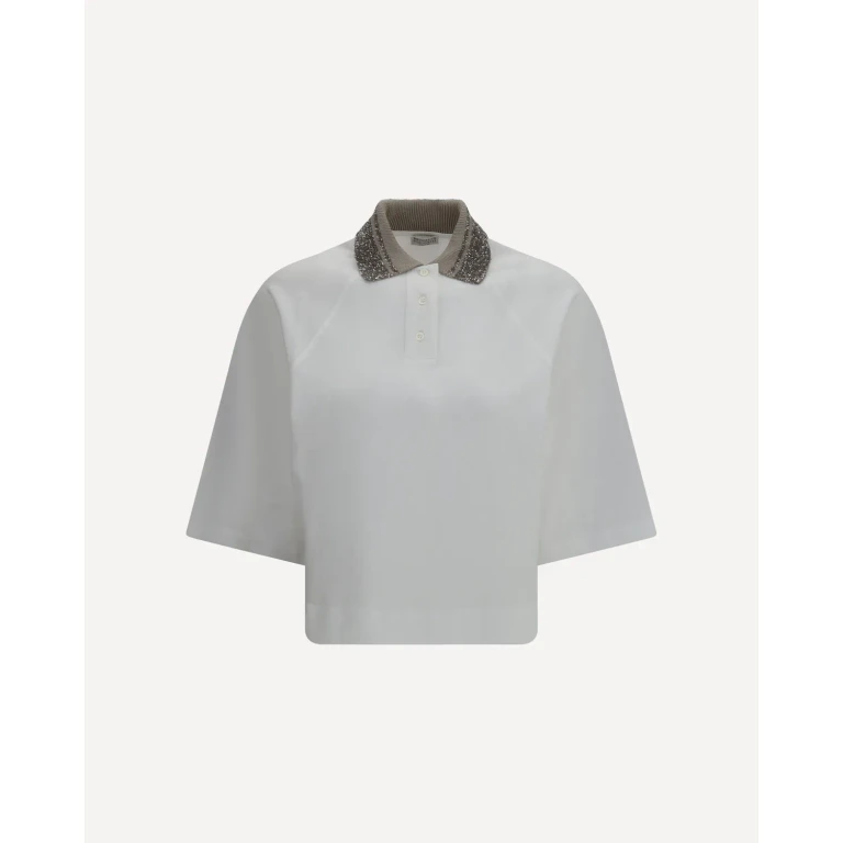 BRUNELLO CUCINELLI Polo T-Shirt with embellished collar Female XS