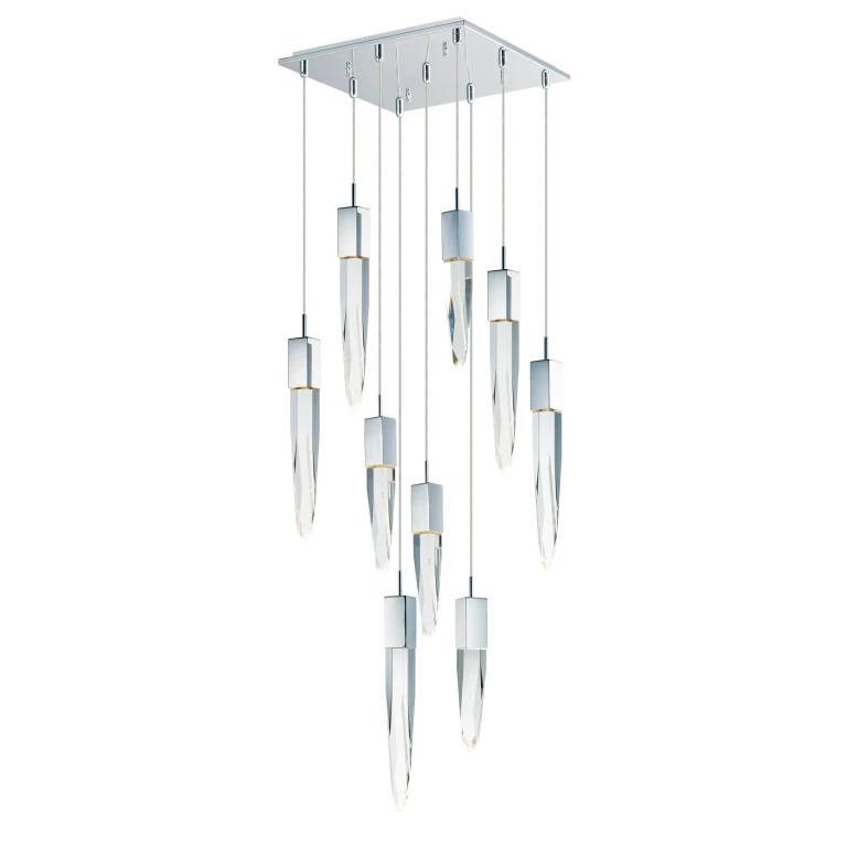 ET2 Lighting Quartz 15.75" LED 9-Light Pendant in Polished Chrome