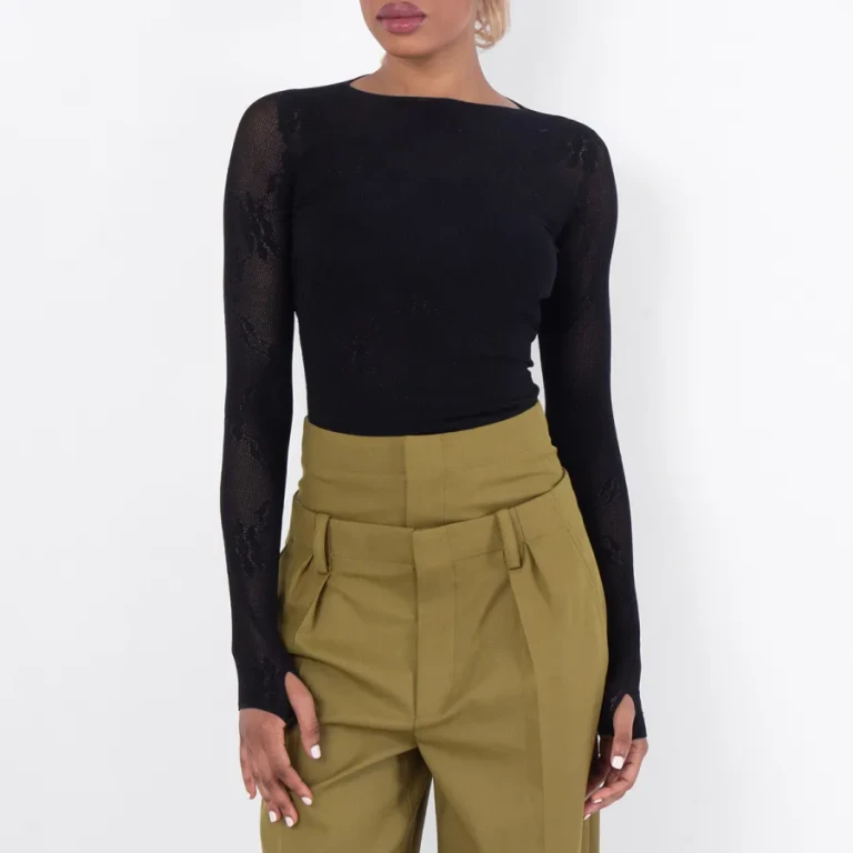 Victoria Beckham Long-Sleeve Backless Bodysuit