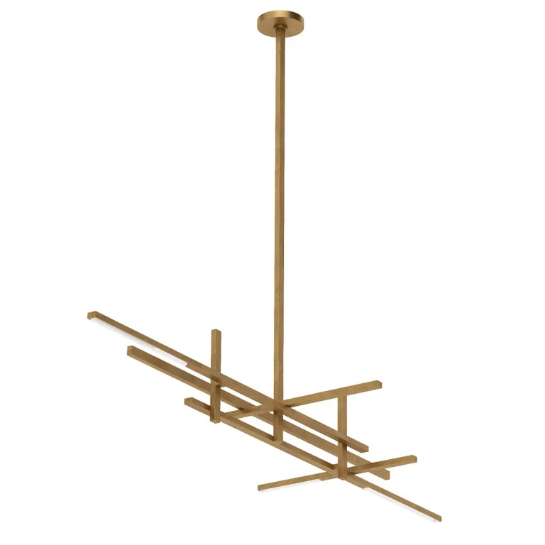 Hand Rubbed Antique Brass LED Linear Chandelier from the Cityscape Collection