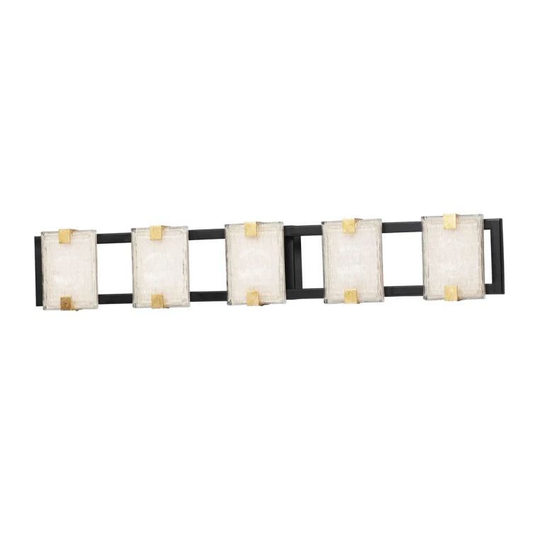 Radiant LED 5-Light Bathroom Vanity Light in Black and Gold Leaf