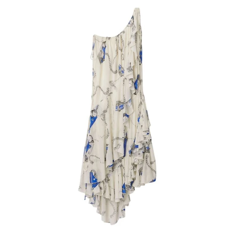Burberry Knight Hardware One-Shoulder Dress
