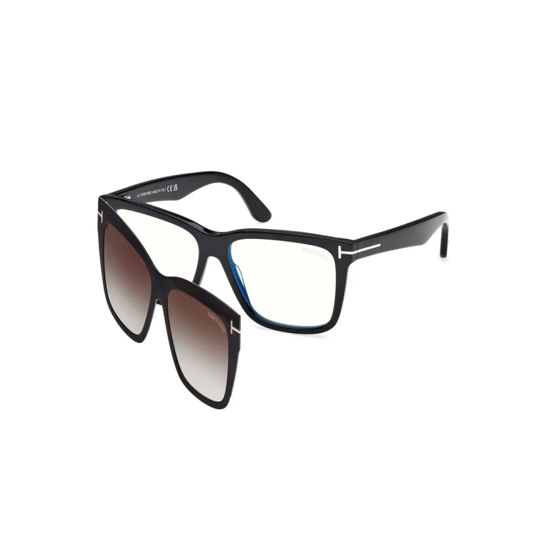 Tom Ford Blue Light Block with Gradient Smoke Clip On Square Mens Eyeglasses FT6069-B 001 54