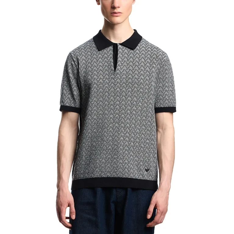 Emporio Armani Chevron Regular Fit Short Sleeve Polo Sweater