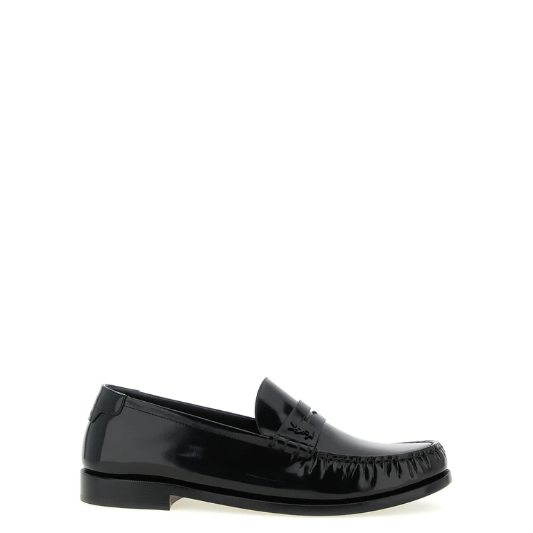 Saint Laurent Black Calfskin Slip-On Loafers - Men