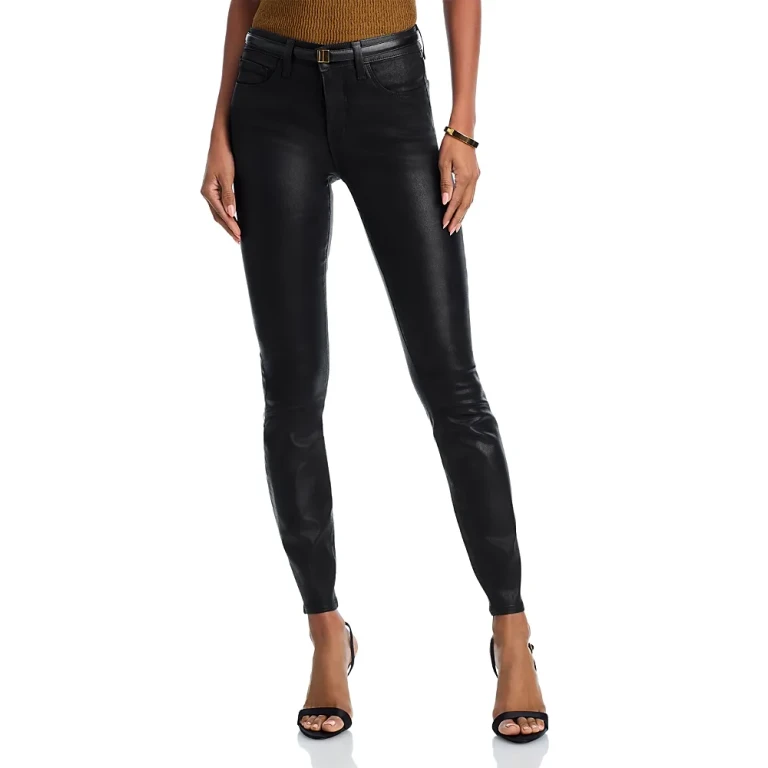 L'Agence Marguerite Coated High Rise Skinny Jeans in Black Coated