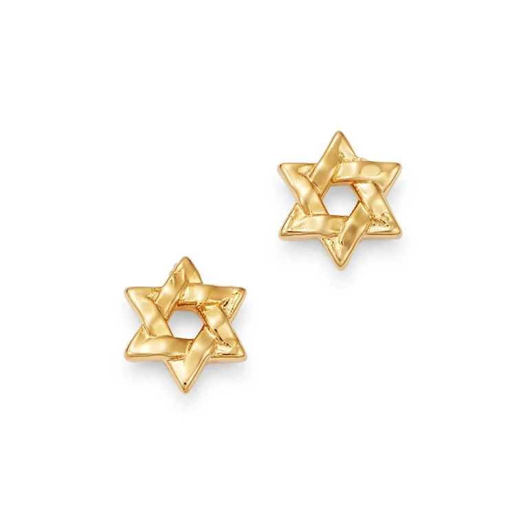 Star of David Stud Earrings in 14K Yellow Gold