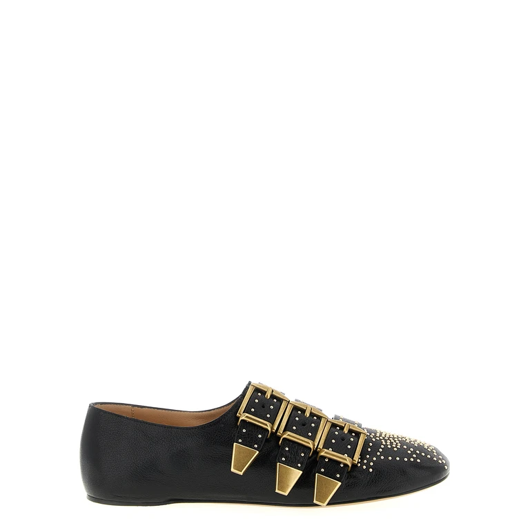 Chloé Black Lamb Leather Ballet Flats - Women