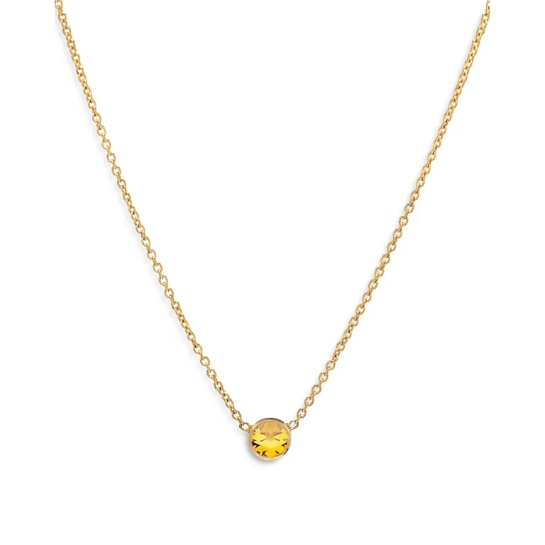 Zoe Lev 14K Yellow Gold Topaz Birthstone Solitaire Pendant Necklace, 16-18