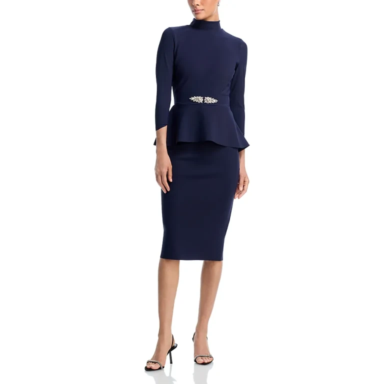 Chiara Boni La Petite Robe Haby Peplum Mock Neck Dress