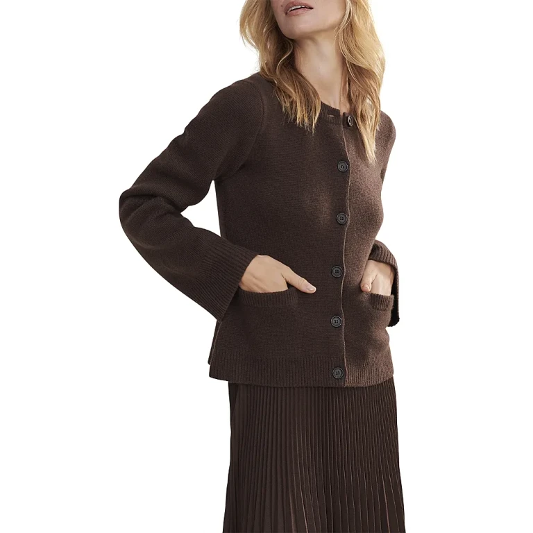 Jenni Kayne Cooper Wool Blend Crewneck Cardigan Sweater