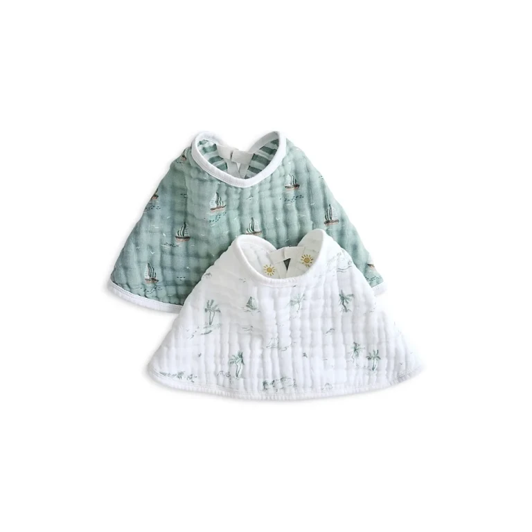 Aden and Anais Boys' Sailing Seas Muslin Burpy Bibs, 2 Pack