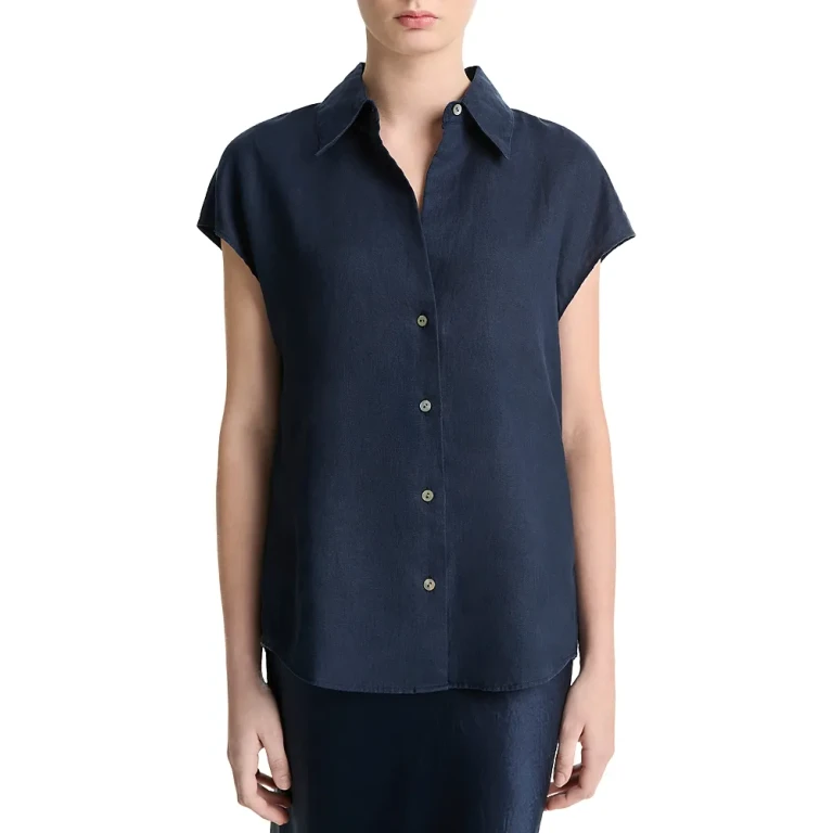 Vince Linen Cap Sleeve Shirt