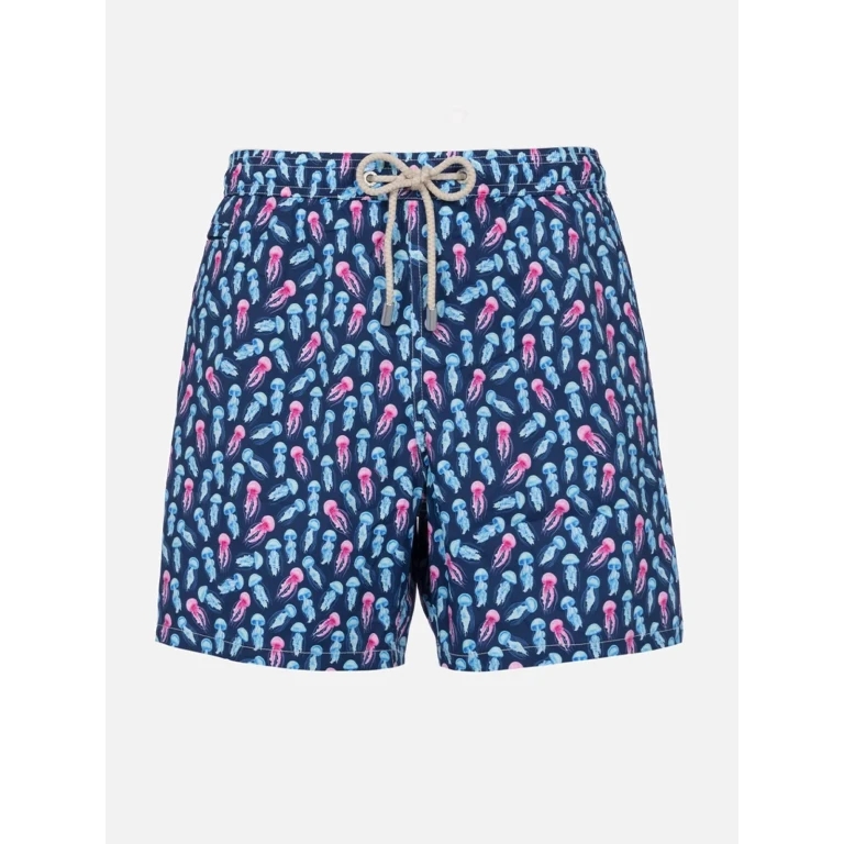 MC2 Saint Barth Comfort Light Classic Stretch Swim Shorts With Jellyfishes Print