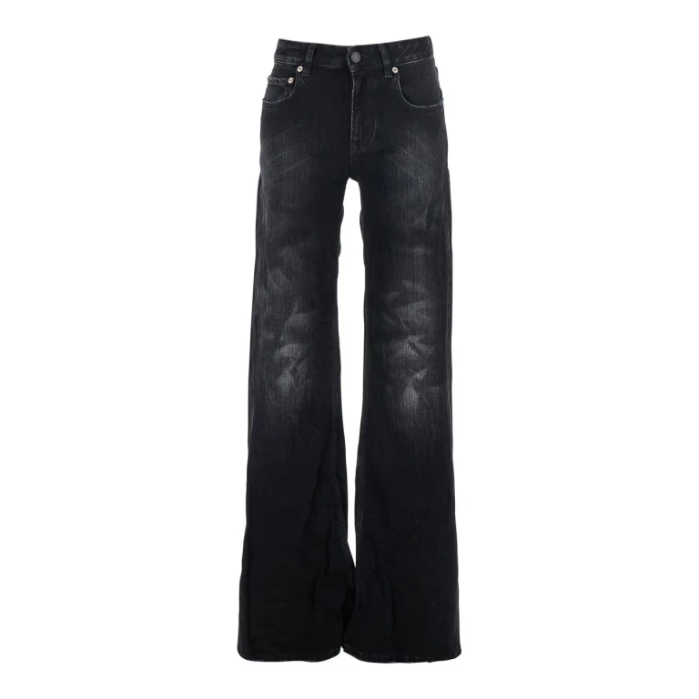 Balenciaga Black Jeans With Faded Effect And Wide Legi N Denim Woman