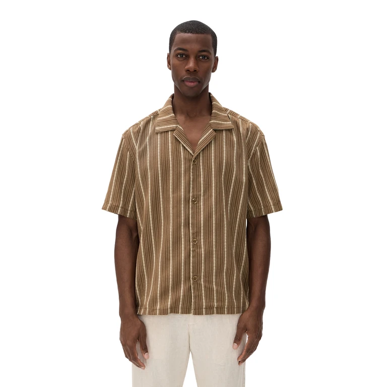 Rhythm West Winds Stripe Short Sleeve Shirt Earth S