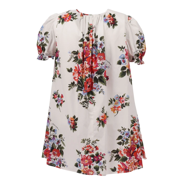 Dolce & Gabbana Junior Short Sleeves Dress White Cotton