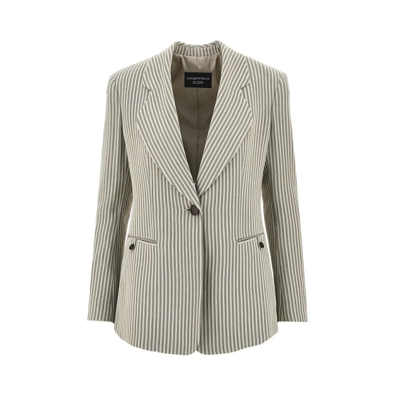 Emporio Armani Icon Einreiher aus gestreiftem Crêpe