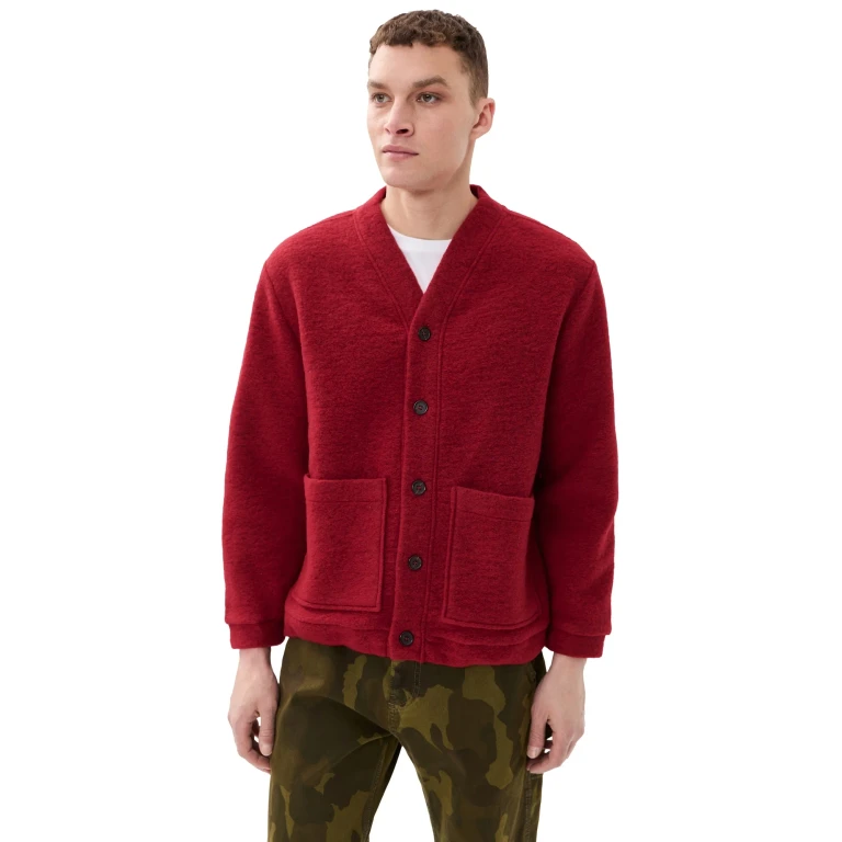 Universal Works Advance Fleece Cardigan Red XL