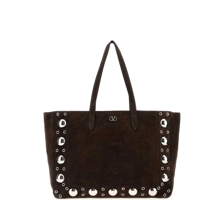 Valentino Garavani Dark Brown Suede Nellcãte Shopping Bag Testadimoro Borse A Mano - Men