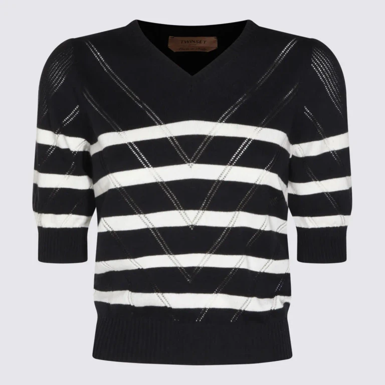 TwinSet Blue And White Cotton Knitwear