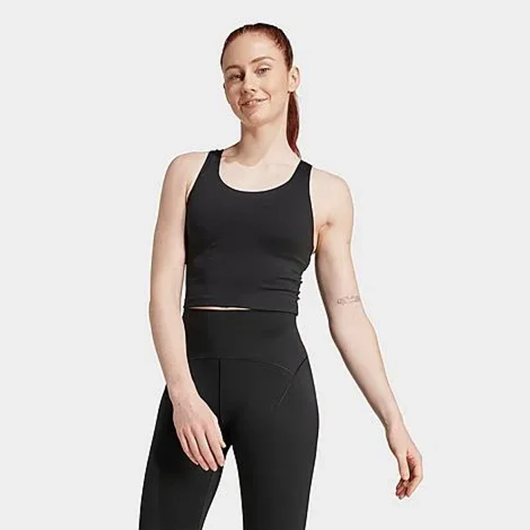 adidas Women's All Me Medium-Support Bra Tank Top in Black Size: XXS