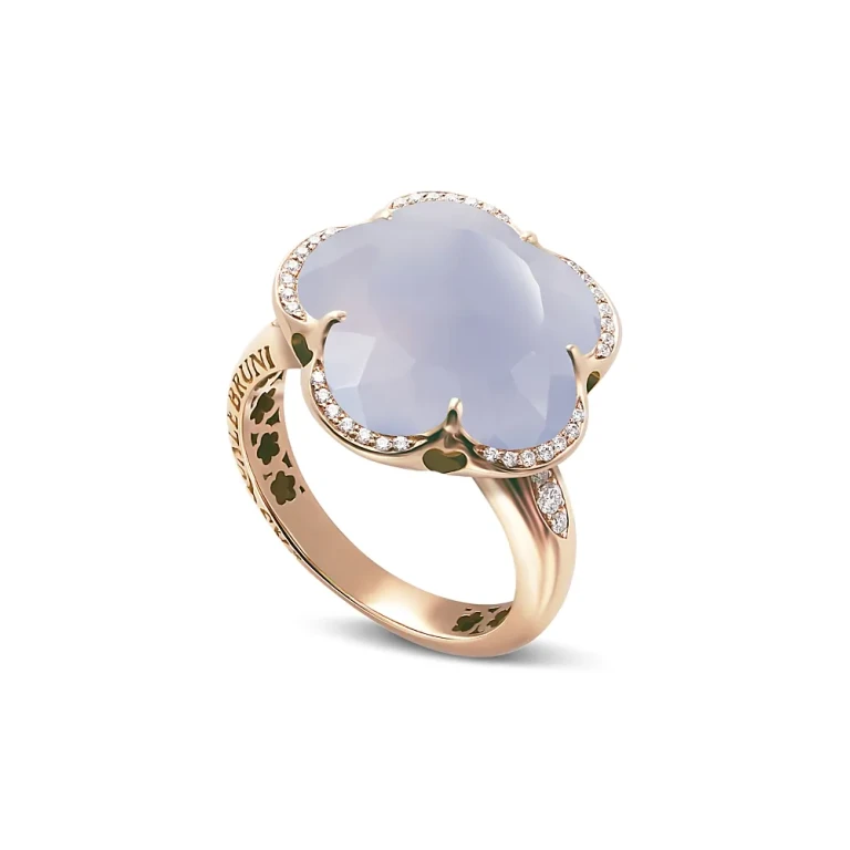 Pasquale Bruni 18K Rose Gold Bon Ton Floral Blue Chalcedony & Diamond Ring