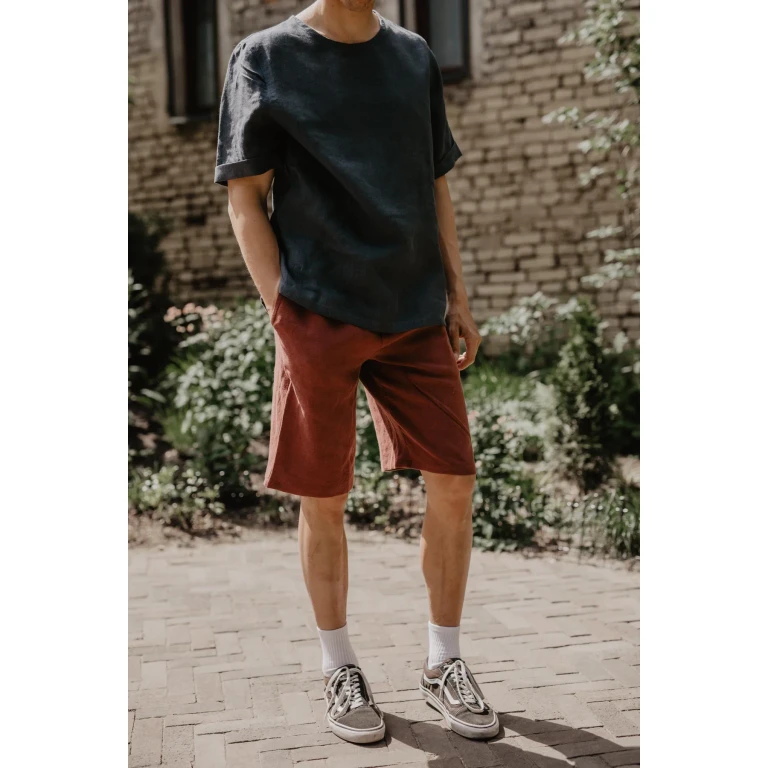 Classic linen shorts HERMES in Terracotta