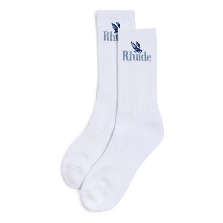 Rhude Rhude Rossa Logo Socks White/Blue One Size