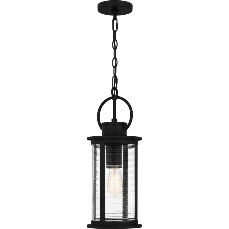 Matte Black One Light Outdoor Hanging Lantern from the Tilmore Collection