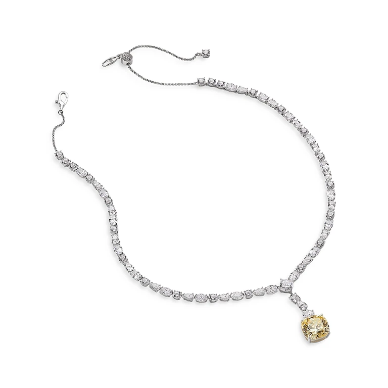 Nadri Soleil Cubic Zirconia Adjustable Y Necklace in Rhodium Plated, 15-17