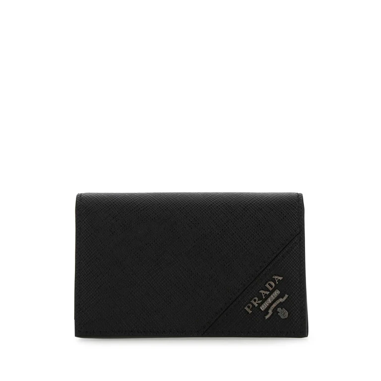 Prada Black Leather Card Holder F0002 Vitello Portafogli - Men
