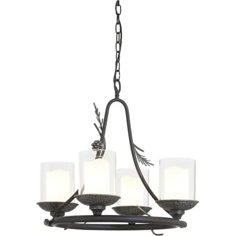 Ponderosa Ridge 4-Light Chandelier in Weathered Spruce with Silver Highlights