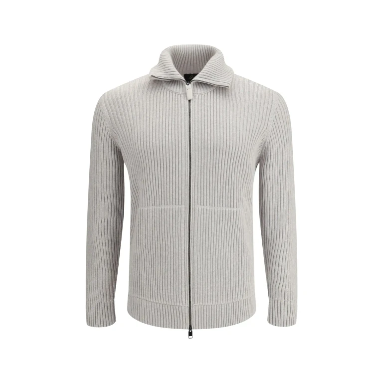 Brioni Cashmere Mouliné Sweater With Full Zip