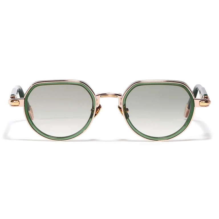 John Dalia Anya - C432 Dark Green Rose Gold Yellow Metal Sunglasses - Women