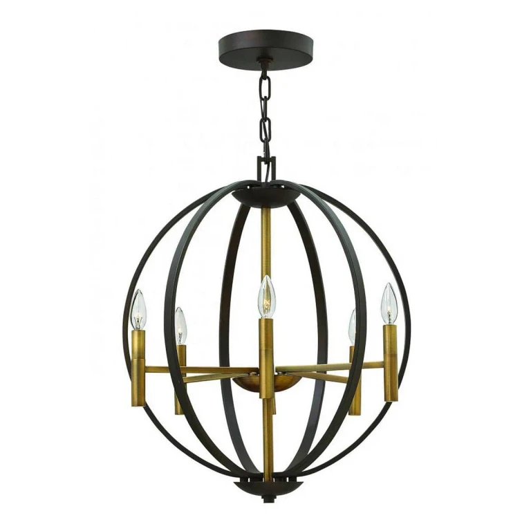 Spanish Bronze LED Foyer Pendant from the Euclid Collection