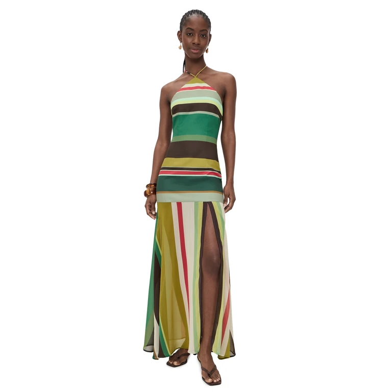Estella Halter High Slit Maxi Dress Estella Multi XS