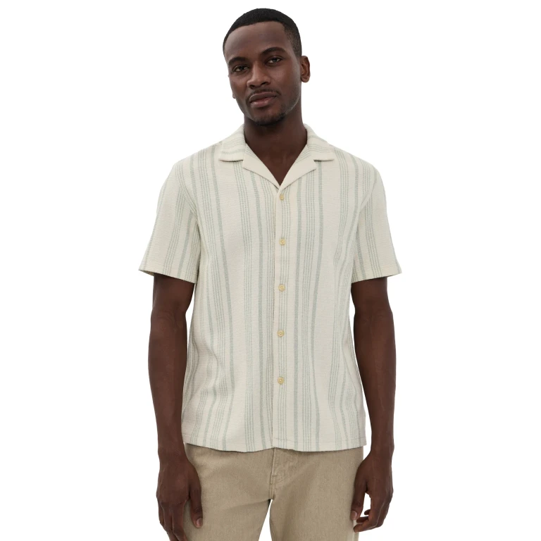 Faherty Oasis Knit Camp Shirt Shore Navy Stripe XXL